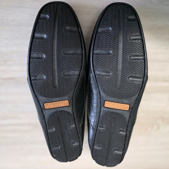 Sperry Mens Top Sider Croc Loafer Size 10M Shoes Driving Moccasin Slip On Black
